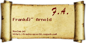 Frankó Arnold névjegykártya
